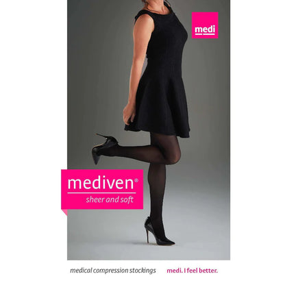 Medi Sheer & Soft 20-30mmHg Closed Toe Thigh Length Petite w/Lace Silicone Top Band