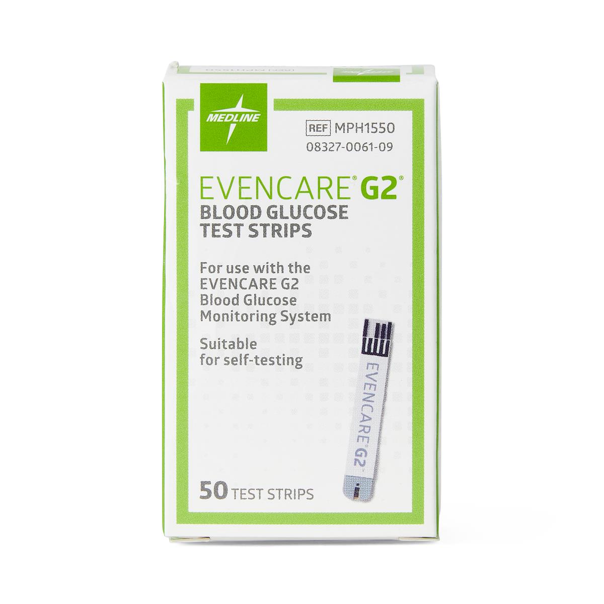 EVENCARE G2 Blood Glucose Monitoring Test Strips 50/Box