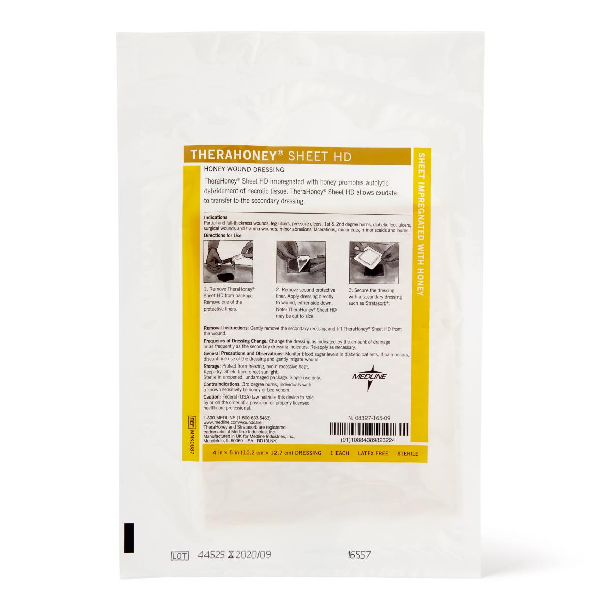 honey mesh dressing MNK0077 TheraHoney Gauze Honey Sheet Dressings 4"x5" (10/BX)