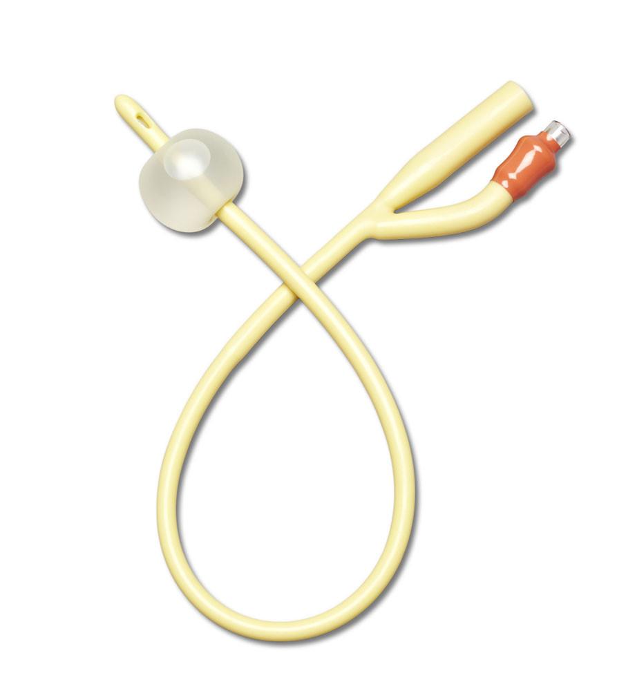 Silicone Elastomer Coated Latex Foley Catheter, 14FR w/ 10ml Balloon (Case of 12)