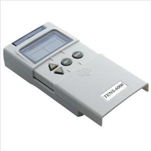 TENS unit with LCD screen, control buttons, and TENS-6000 label on white handheld device