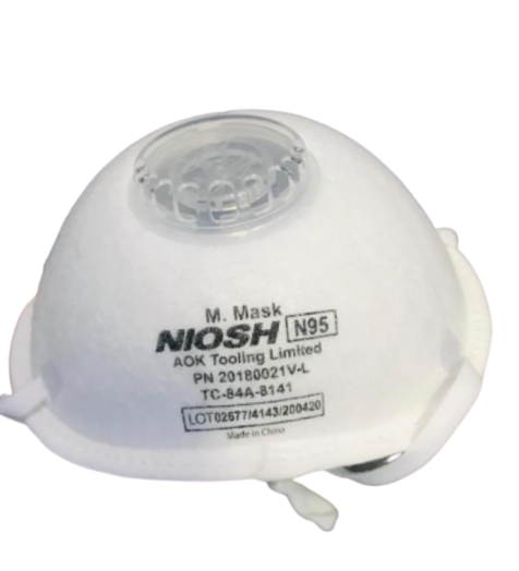 AOK M-MASK - NIOSH N95 PARTICULATE RESPIRATOR WITH VALVE CUP STYLE FACE MASK - 10 PACK