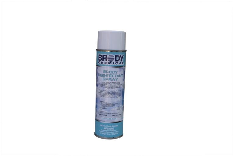 Brody Chemical disinfectant spray aerosol can with white cap and blue label on white background