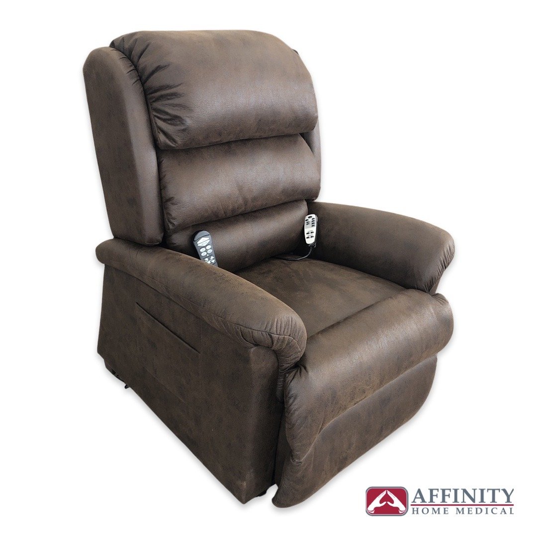 RELAXER PR-766 WITH MAXICOMFORT - BOURBON MICROSUEDE W/HEAT & MASSAGE &  FOOTREST EXTENSION - IN STOCK*