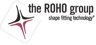 ROHO Group logo with shape fitting technology tagline on white background