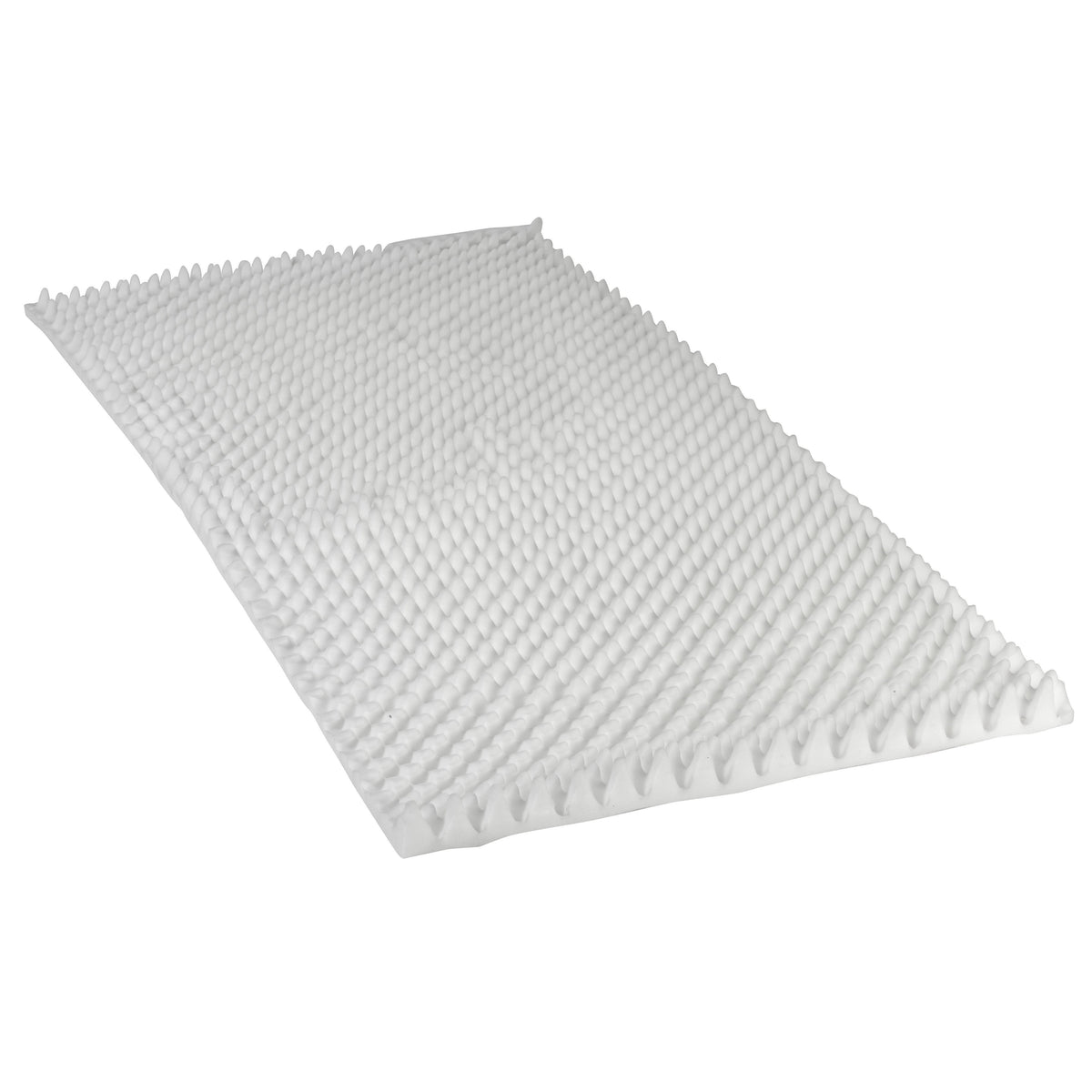 Convoluted foam pad with egg-crate texture surface, shown in white on a white background