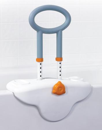 Michael Graves Clamp On Height Adjustable Tub Rail with Soft Cover Soap and Shampoo Dish