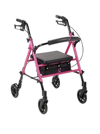 Breast Cancer Awareness Adjustable Height Pink Rollator